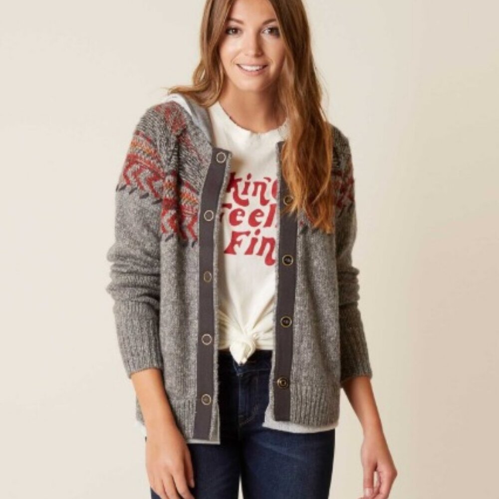New Legacy Collection by BKE Knit Cardigan Sweater Bohemian With Hood XS